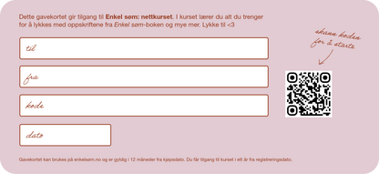 Enkel søm: nettkurset - gavekort med konvolutt (fysisk)
